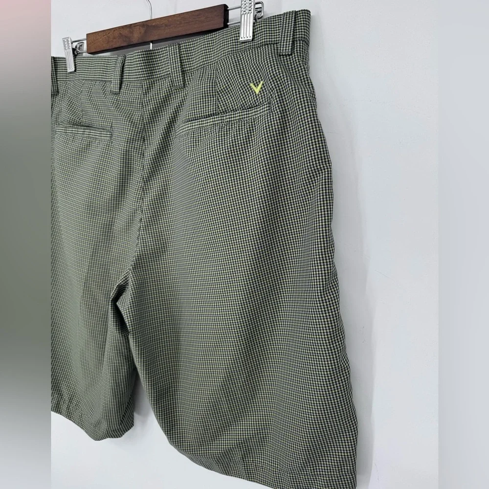 Callaway Black Gray & Green Checkered Golf Shorts With Grip Waistband Men's 38